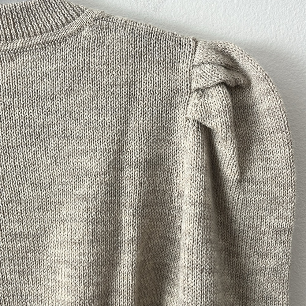 Loeffler Randall Cream Puff-Sleeve Crewneck Sweater - Picture 11 of 14